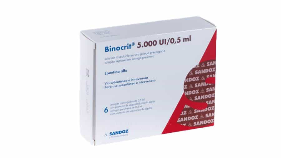 ビノクリット5000 IU 0.5 mL 6本入り注射液（プレフィルドシリンジ入り）エポエチンアルファ サンド社