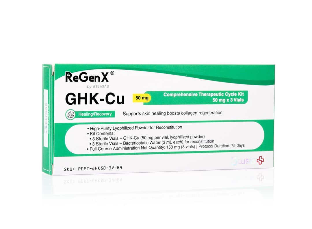 ReGenX GHK-Cu 50 mg/mL、3バイアル（50 mg）＋3トレイ（3 mL） - Beligas（国際）