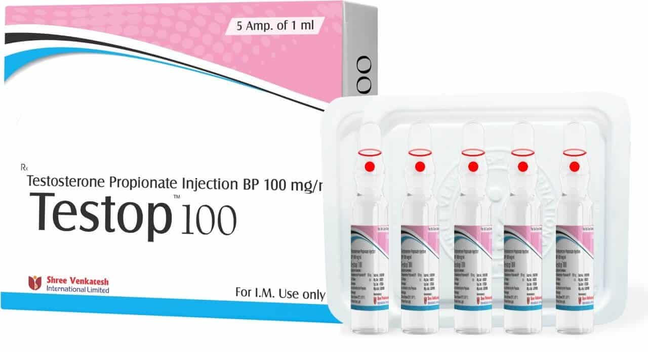 TESTOP - プロピオン酸テストステロン 100mg/ml (5amps x 1ml) - Shree Venkatesh